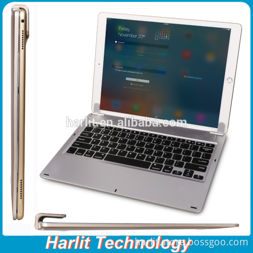 Rotating Keyboard Cover Case For iPad Pro 12.9 Rotating Case With Silver Aluminum Painted Bluetooth Keyboard